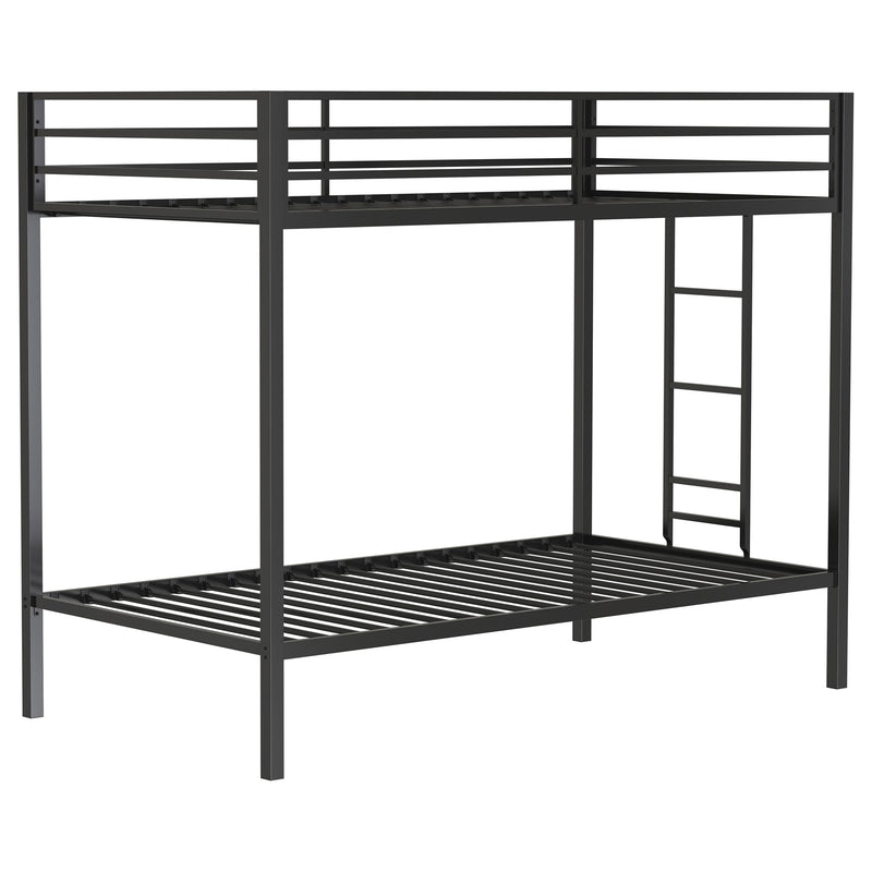 Alevera Metal Twin Over Twin Bunk Bed with Ladder