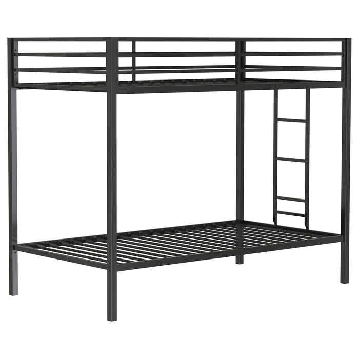 Alevera Metal Twin Over Twin Bunk Bed with Ladder
