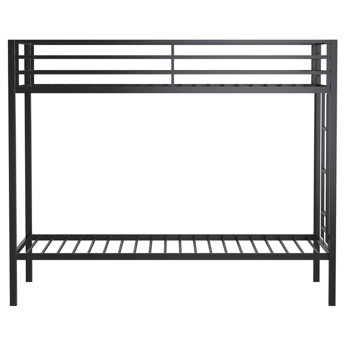 Alevera Metal Twin Over Twin Bunk Bed with Ladder