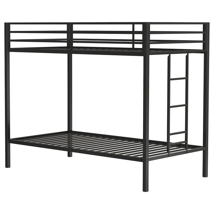 Alevera Metal Twin Over Twin Bunk Bed with Ladder