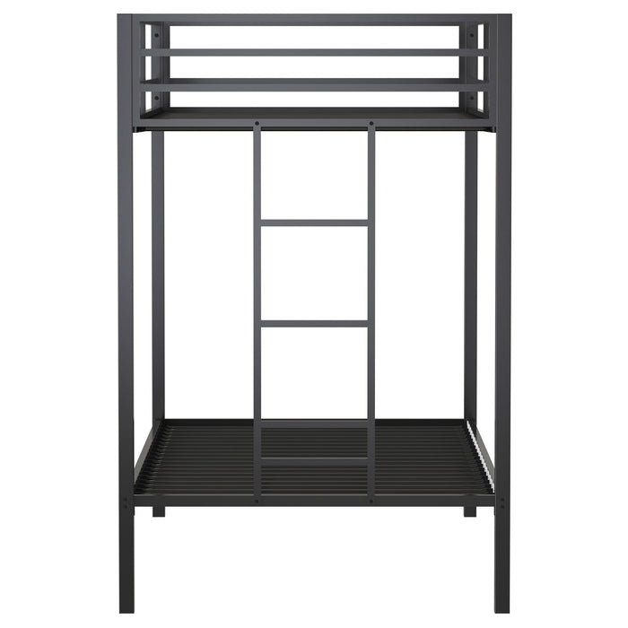 Alevera Metal Twin Over Twin Bunk Bed with Ladder