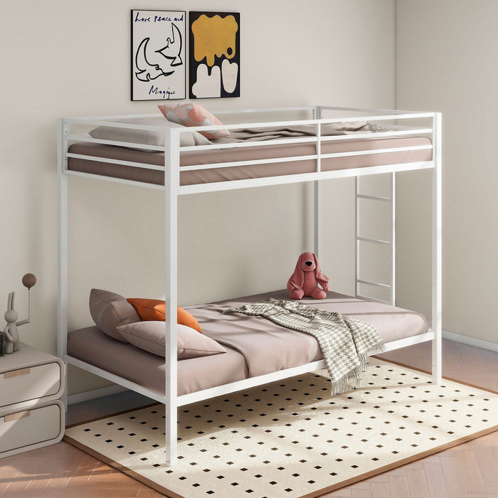 Alevera Metal Twin Over Twin Bunk Bed with Ladder