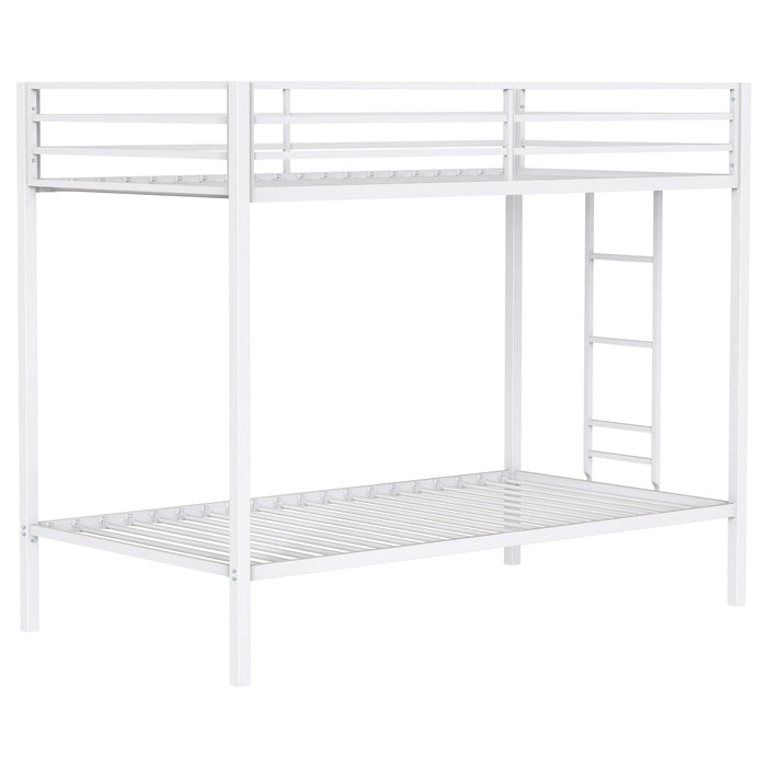 Alevera Metal Twin Over Twin Bunk Bed with Ladder