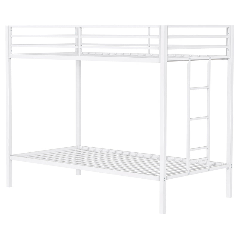 Alevera Metal Twin Over Twin Bunk Bed with Ladder