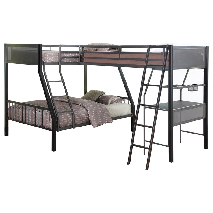 Meyers 2-piece Metal Twin Over Full Bunk Bed Set Black and Gunmetal