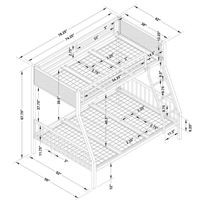 Meyers Twin Over Full Metal Bunk Bed Black and Gunmetal