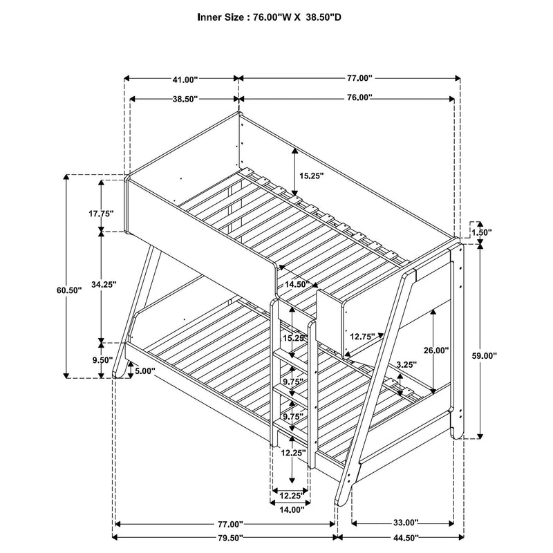 Wyatt Wood Twin Over Twin Bunk Bed White and Natural