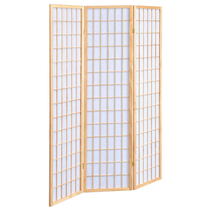 Carrie 3-panel Folding Screen Natural and White