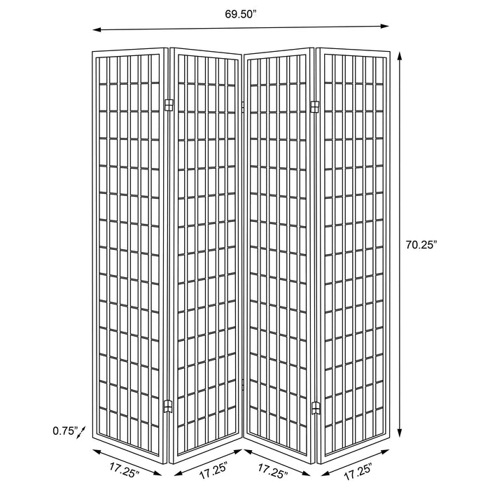 Roberto 4-Panel Room Divider Folding Shoji Screen Black