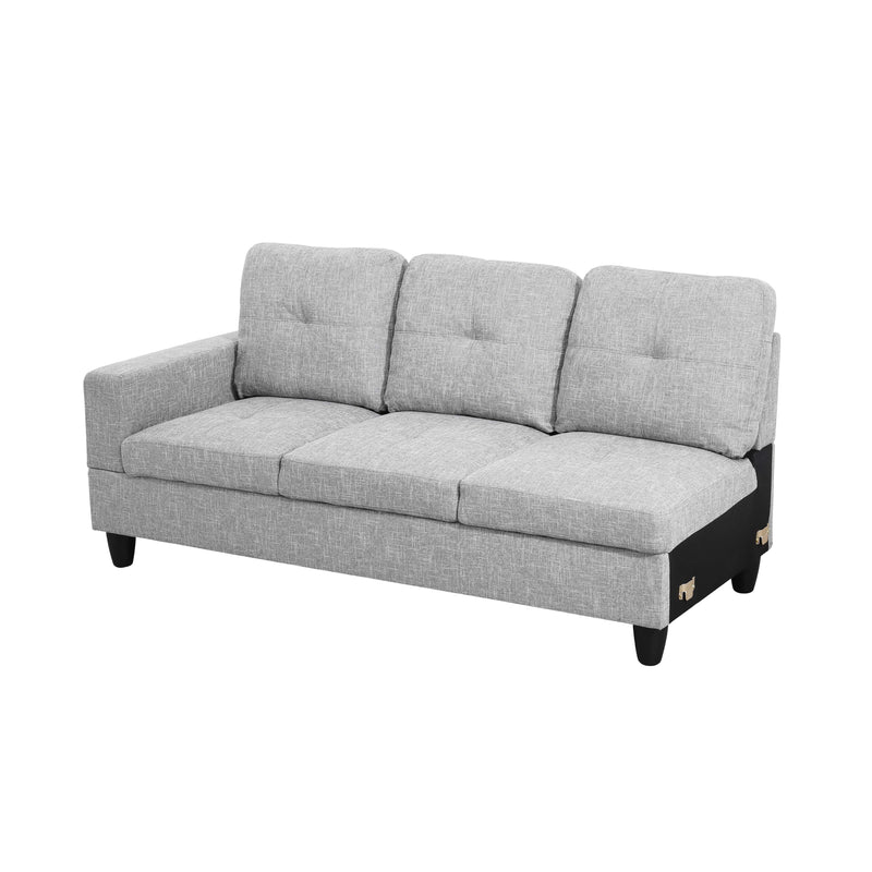Transitional Style  2 piece Sectional+Ottoman in Linin Gray color in Linin