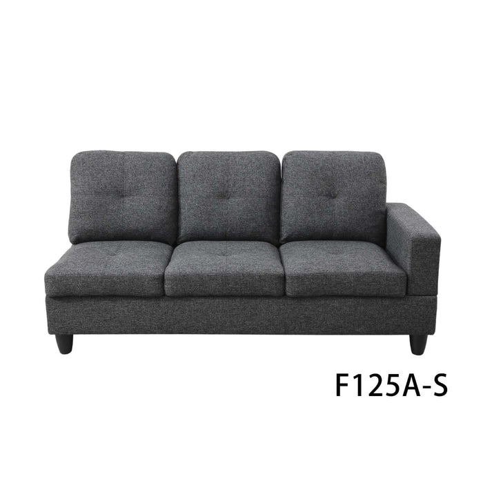 Transitional Style  2 piece Sectional+Ottoman in Black Gray Linen