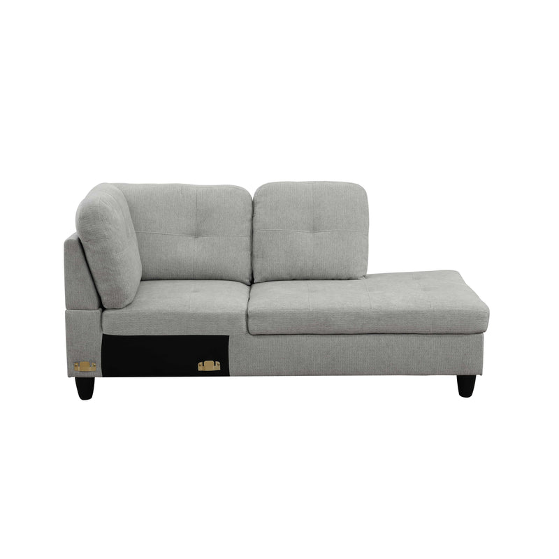 Juego de sofá seccional de 3 piezas de franela blanco roto BE-F121