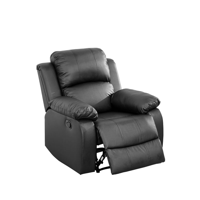 Black Semi PU And PVC 3-Piece Couch Living Room Sofa