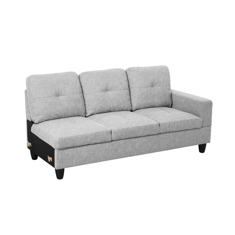 Transitional Style  2 piece Sectional+Ottoman in Linin Gray color in Linin