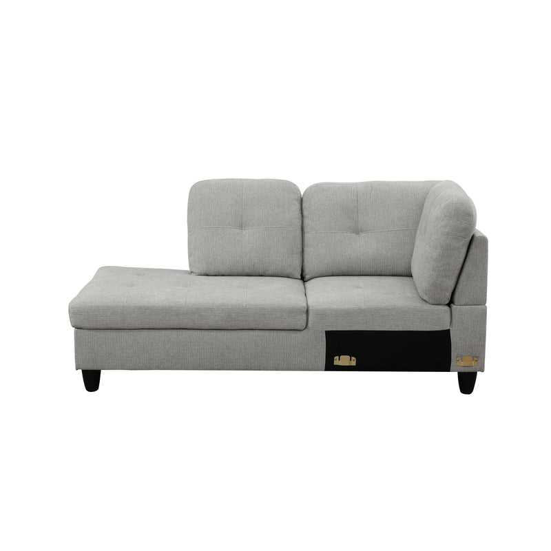 Juego de sofá seccional de 3 piezas de franela blanco roto BE-F121