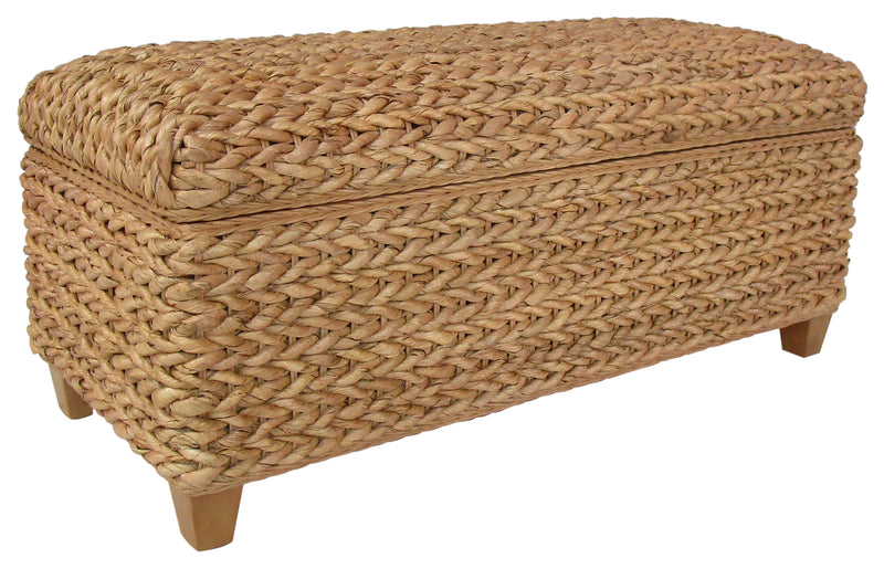 Banco de almacenamiento Laughton tejido a mano de hoja de plátano, natural