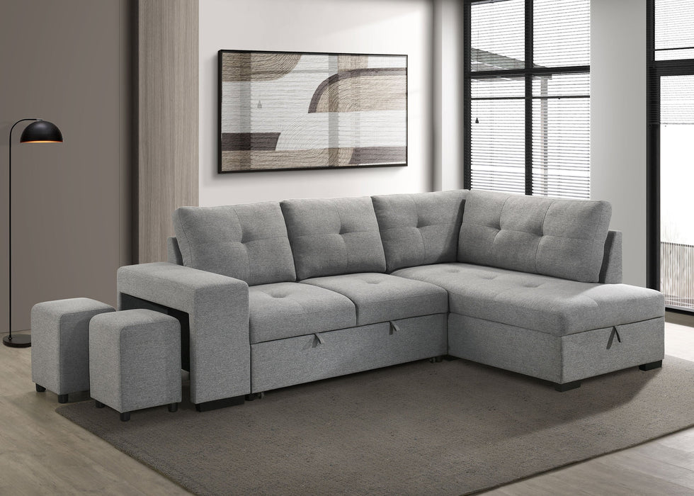 Roanne Fabric Upholstered Sleeper Sectional Sofa Grey