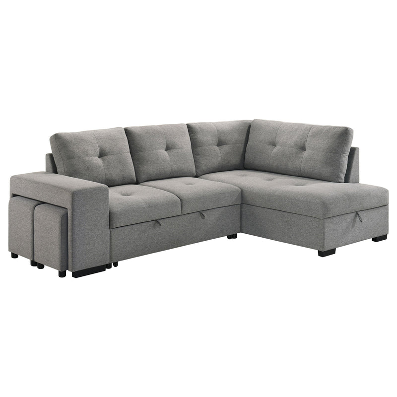 Sofá seccional cama tapizado Roanne en tela gris