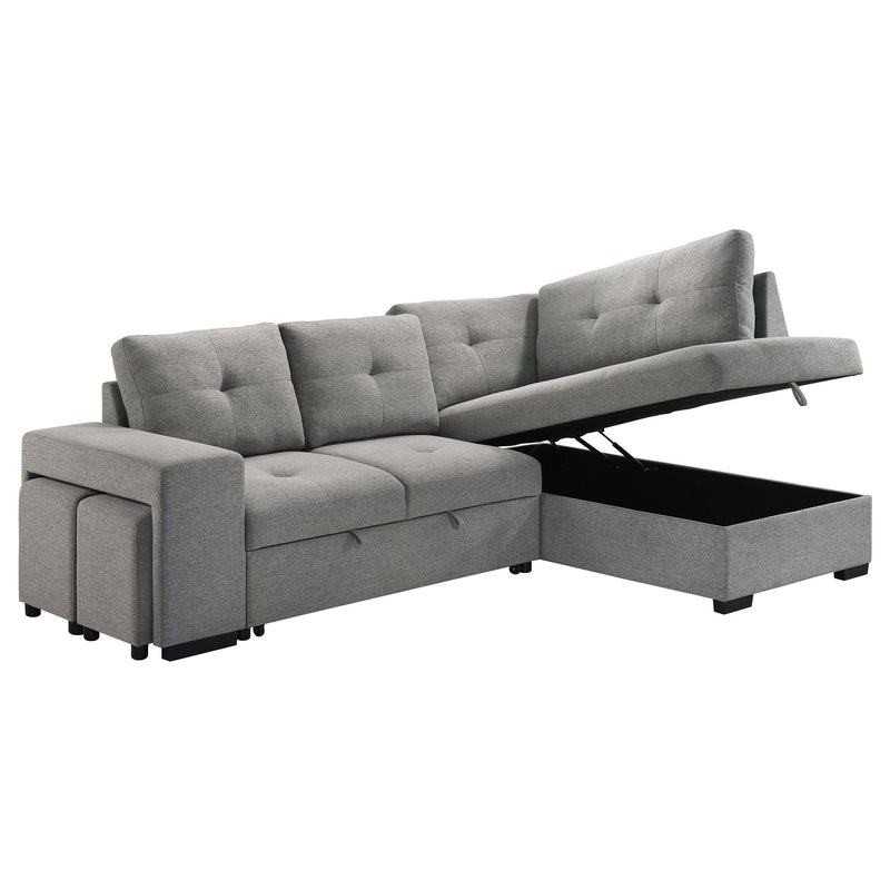 Sofá seccional cama tapizado Roanne en tela gris