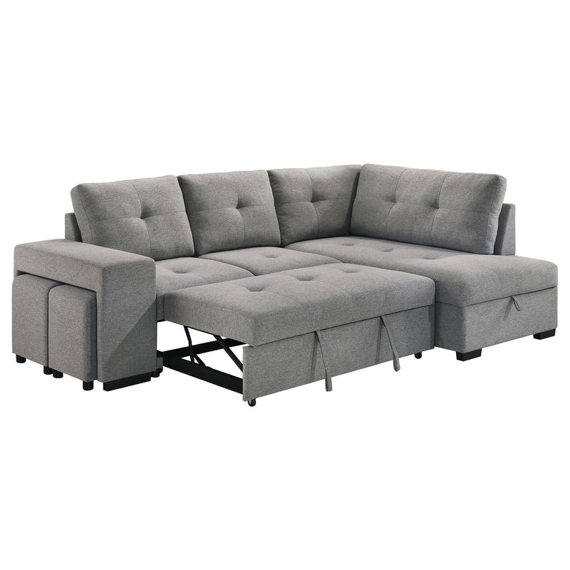 Sofá seccional cama tapizado Roanne en tela gris