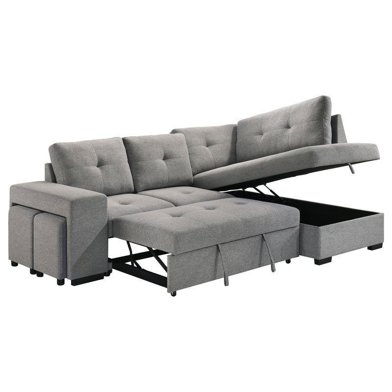 Sofá seccional cama tapizado Roanne en tela gris