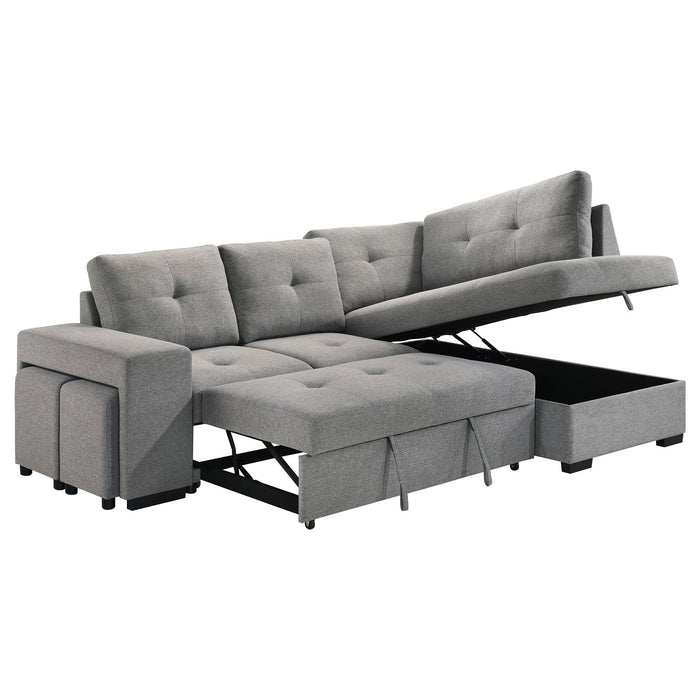 Roanne Fabric Upholstered Sleeper Sectional Sofa Grey