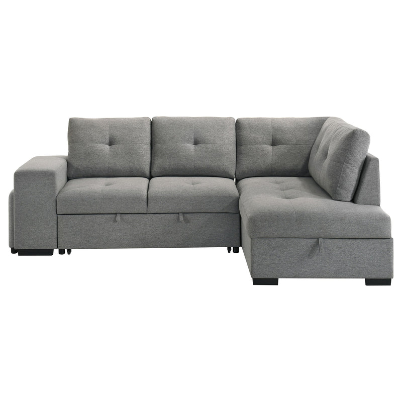 Sofá seccional cama tapizado Roanne en tela gris