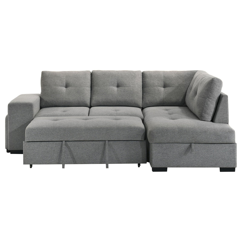 Sofá seccional cama tapizado Roanne en tela gris