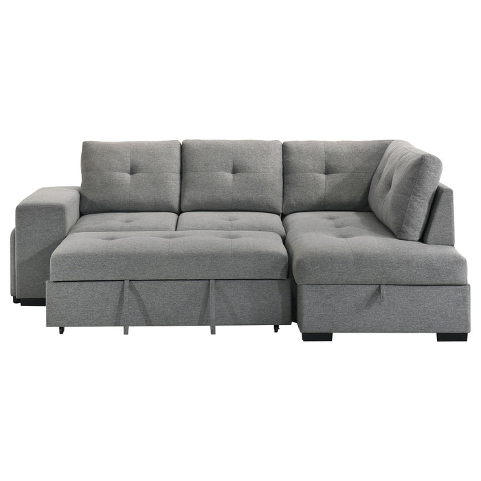Roanne Fabric Upholstered Sleeper Sectional Sofa Grey