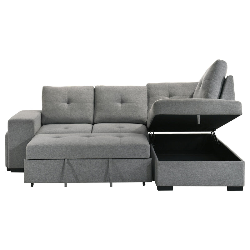Sofá seccional cama tapizado Roanne en tela gris