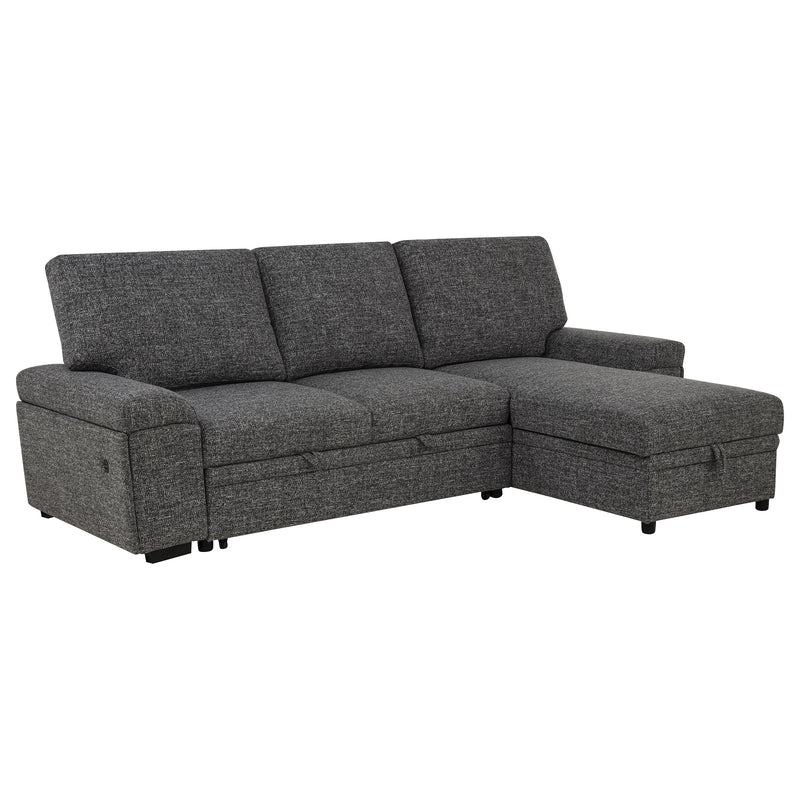 Seccional Demko Sleeper con sofá, bocina y chaise con almacenaje, color marrón