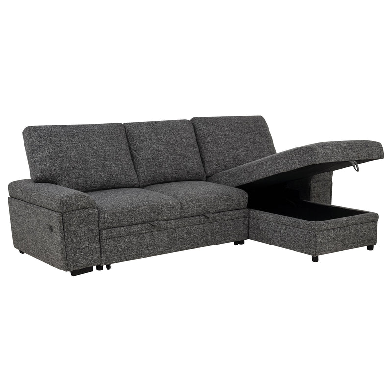Seccional Demko Sleeper con sofá, bocina y chaise con almacenaje, color marrón