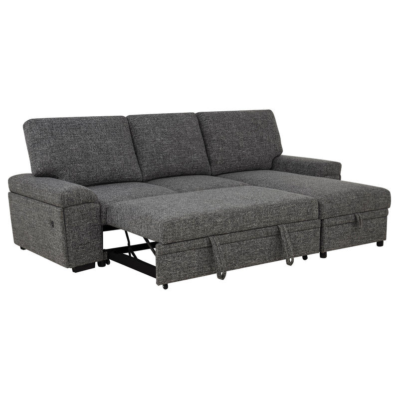 Seccional Demko Sleeper con sofá, bocina y chaise con almacenaje, color marrón