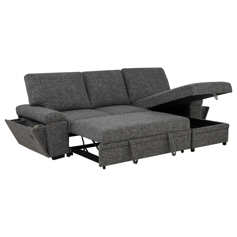 Seccional Demko Sleeper con sofá, bocina y chaise con almacenaje, color marrón