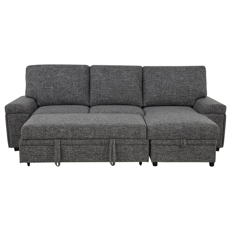 Seccional Demko Sleeper con sofá, bocina y chaise con almacenaje, color marrón