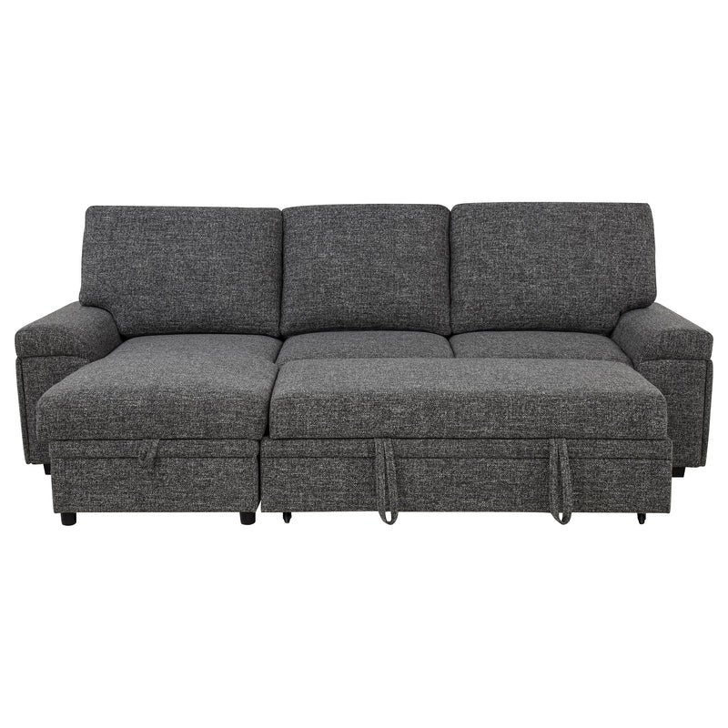 Seccional Demko Sleeper con sofá, bocina y chaise con almacenaje, color marrón