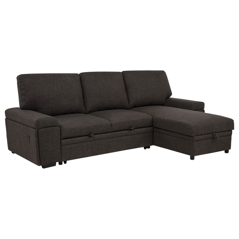 Seccional Demko Sleeper con sofá, bocina y chaise con almacenaje, color marrón