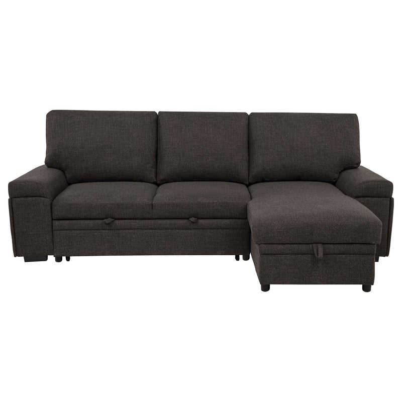 Seccional Demko Sleeper con sofá, bocina y chaise con almacenaje, color marrón