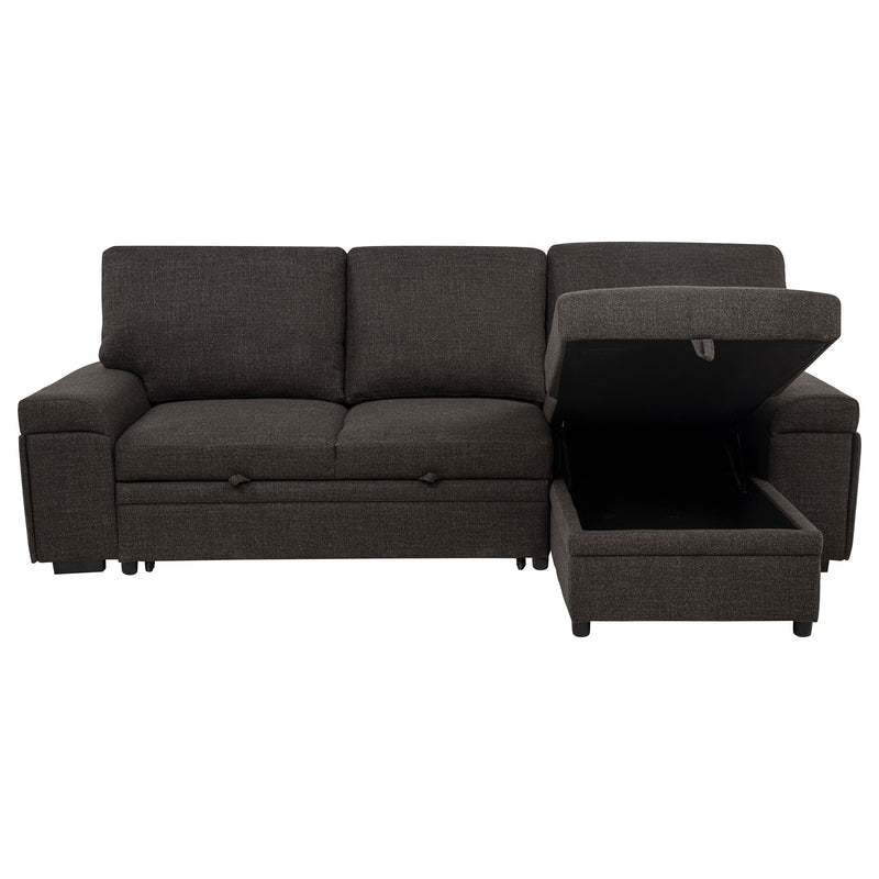 Seccional Demko Sleeper con sofá, bocina y chaise con almacenaje, color marrón