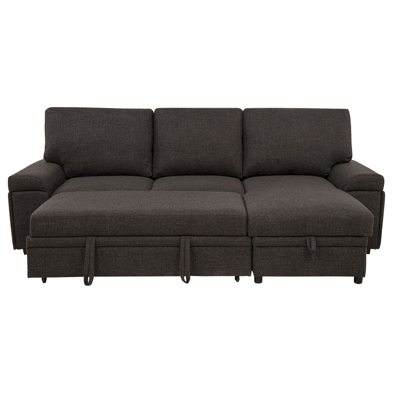 Seccional Demko Sleeper con sofá, bocina y chaise con almacenaje, color marrón