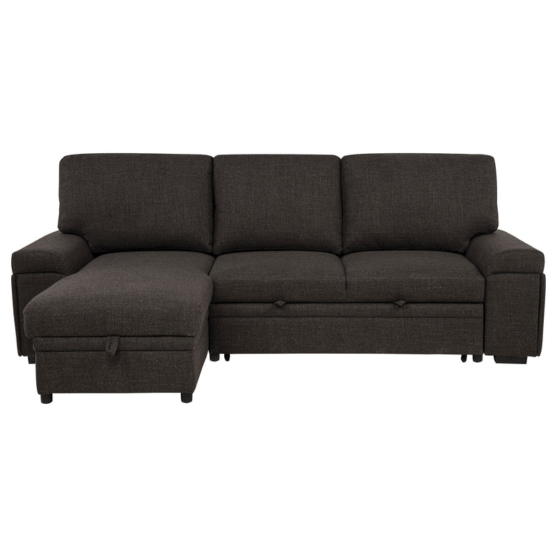 Seccional Demko Sleeper con sofá, bocina y chaise con almacenaje, color marrón