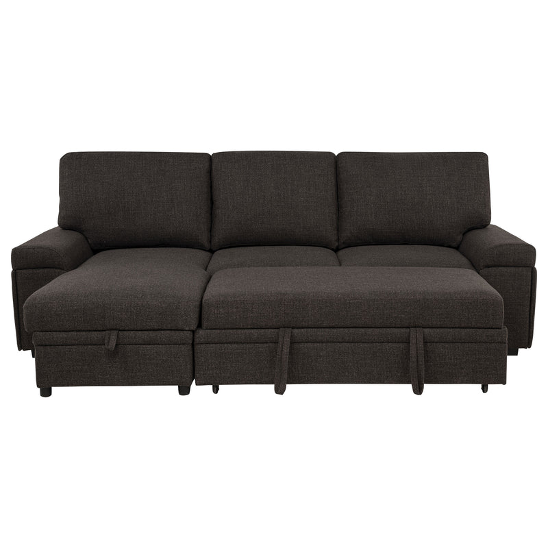 Seccional Demko Sleeper con sofá, bocina y chaise con almacenaje, color marrón