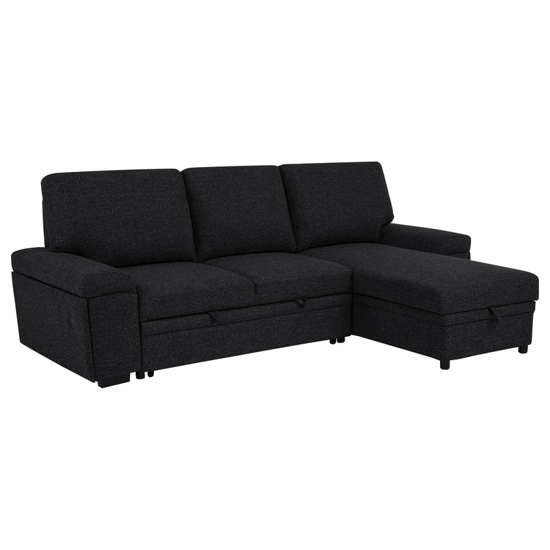 Seccional Demko Sleeper con sofá, bocina y chaise con almacenaje, color marrón