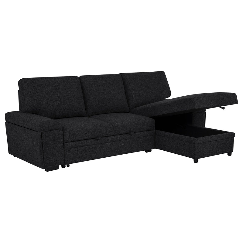 Seccional Demko Sleeper con sofá, bocina y chaise con almacenaje, color marrón