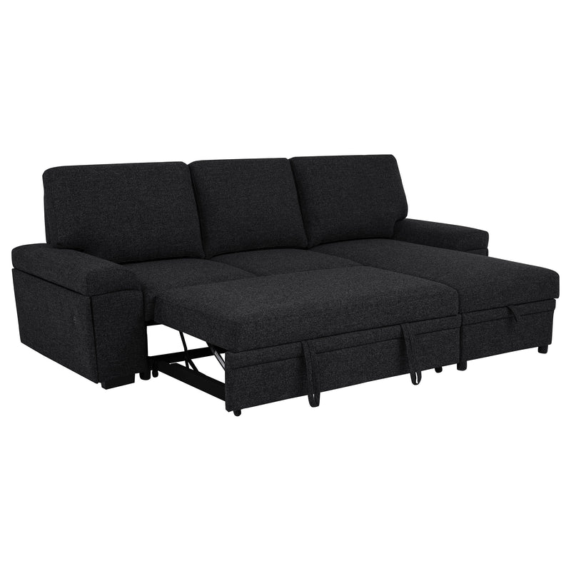 Seccional Demko Sleeper con sofá, bocina y chaise con almacenaje, color marrón