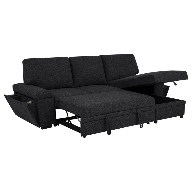 Seccional Demko Sleeper con sofá, bocina y chaise con almacenaje, color marrón