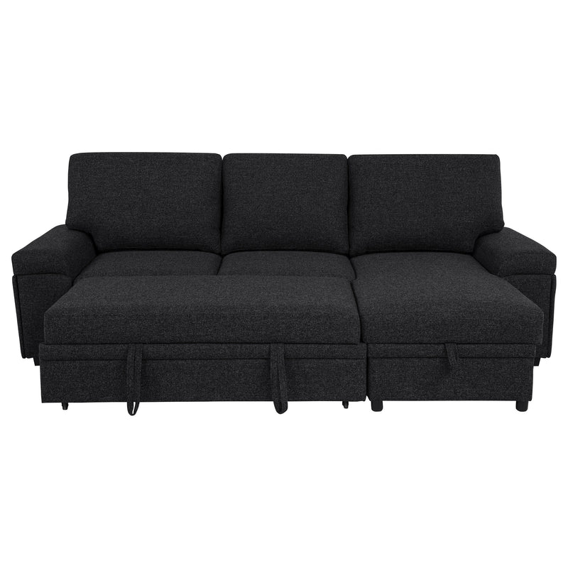 Seccional Demko Sleeper con sofá, bocina y chaise con almacenaje, color marrón