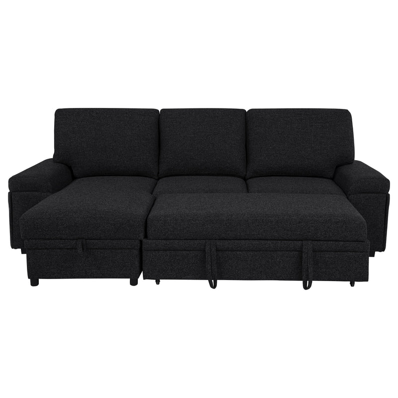 Seccional Demko Sleeper con sofá, bocina y chaise con almacenaje, color marrón