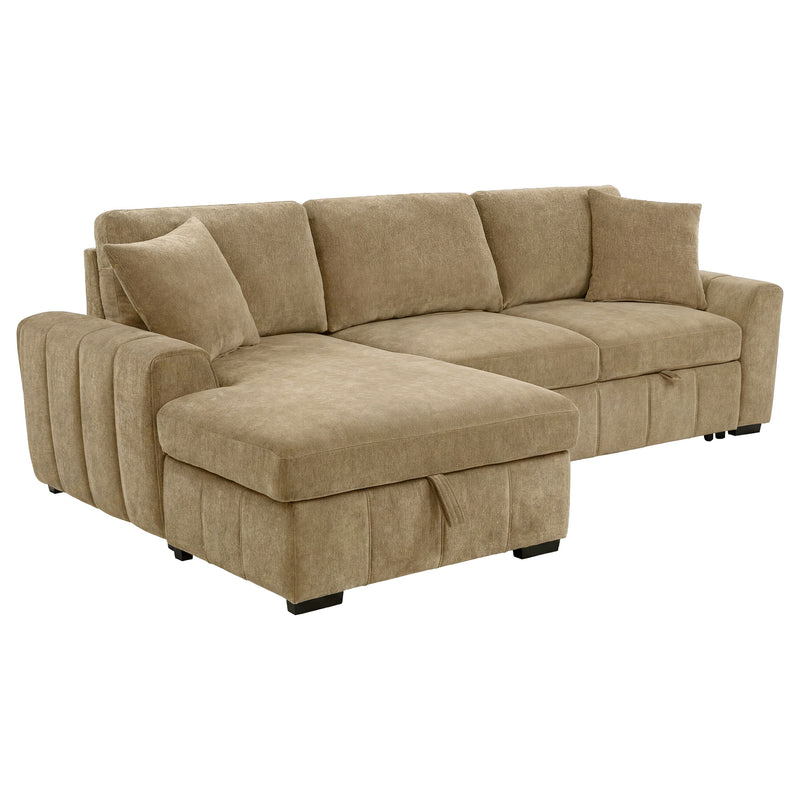 Sofá seccional Pastrana tapizado con cama, chaise longue a la derecha, gris