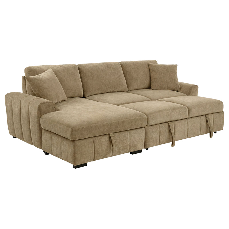 Sofá seccional Pastrana tapizado con cama, chaise longue a la derecha, gris